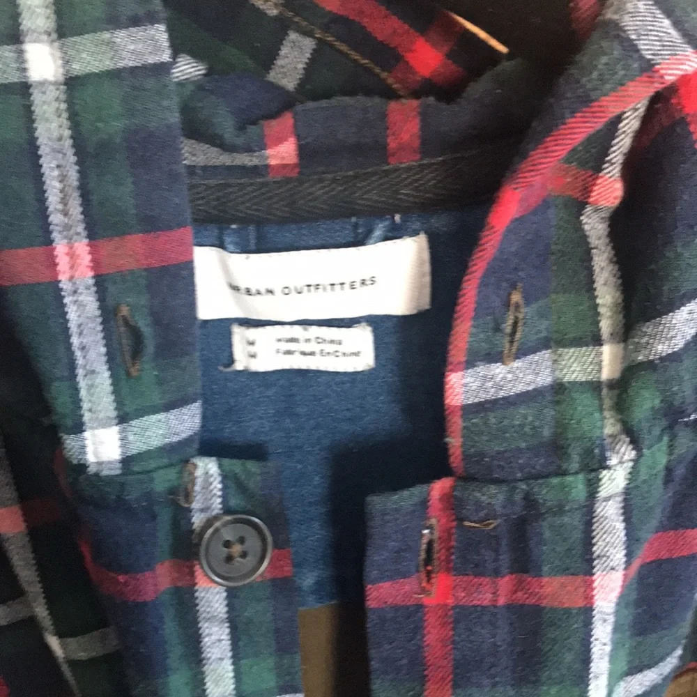 Urban Outfitters Plaid Denim Corduroy Button Down Shirt - Picture 9 of 9